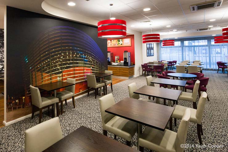 Hotel interior with large print
