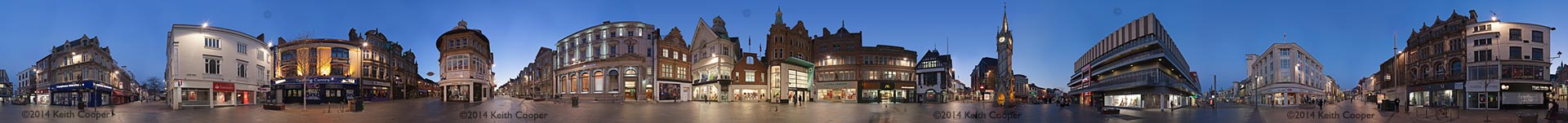 Leicester city centre at dusk