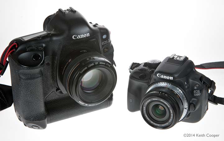 Comparison of size between Canon 100D and 1Ds