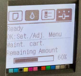 display shows maintenance cart has 60% capacity