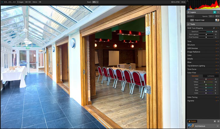 raw tone mapping adjustment at plus 100