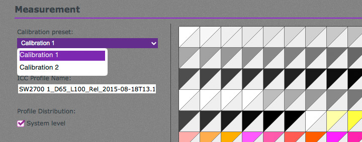choosing a calibration preset