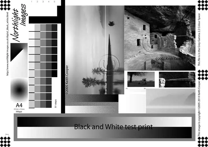 black and white printer test image