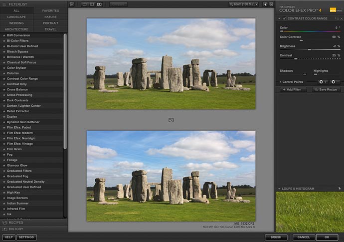 the 'contrast color range' filter