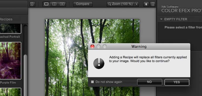 recipes overwrite exisiting filter sets