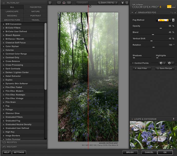vertical image split view