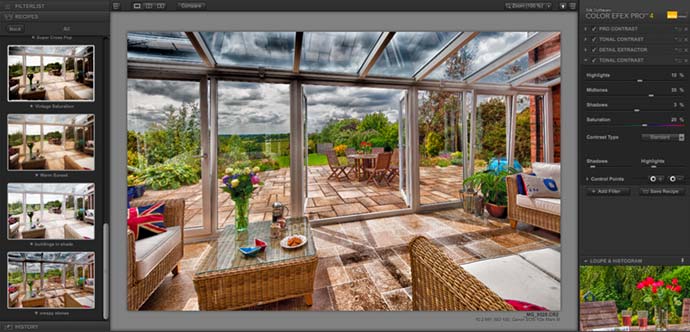 applying saved filter recipe to an image