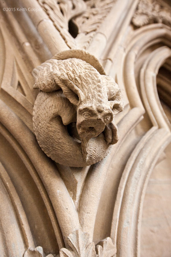 detail of stone carving in the chapter house at Southwell minster