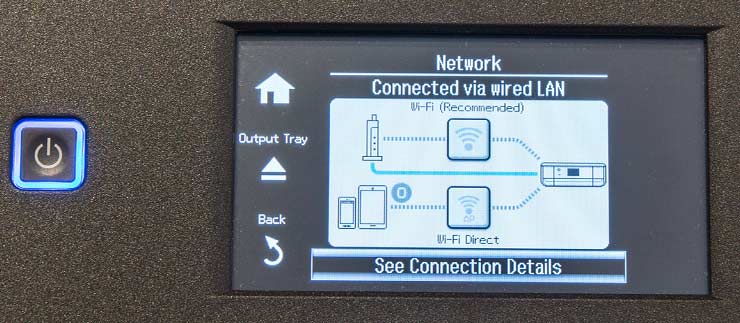 printer showing network connectivity