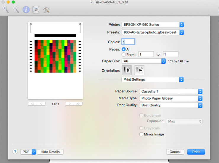 using printer presets