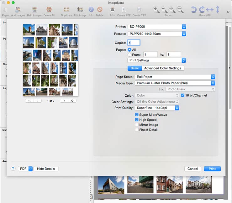 using preset printer settings