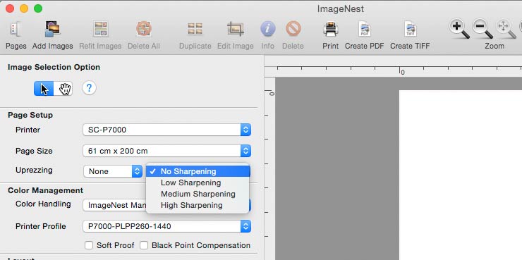 image sharpening options
