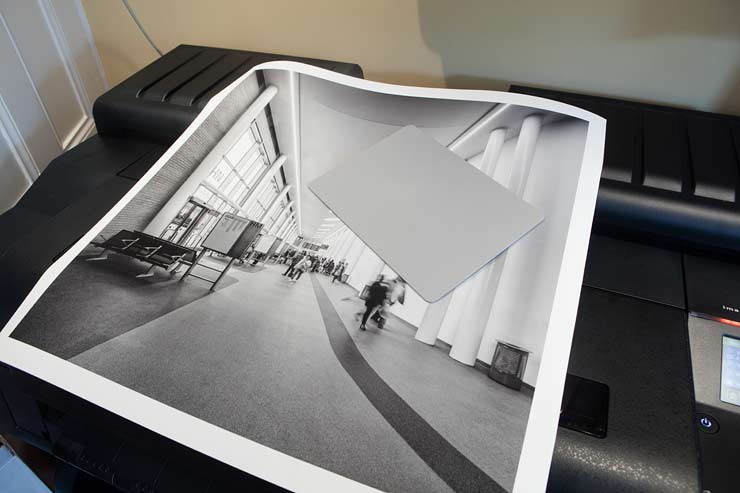 black and white print showing whiteness of paper