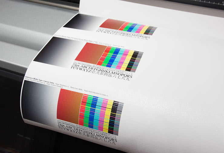 test prints for different media settings
