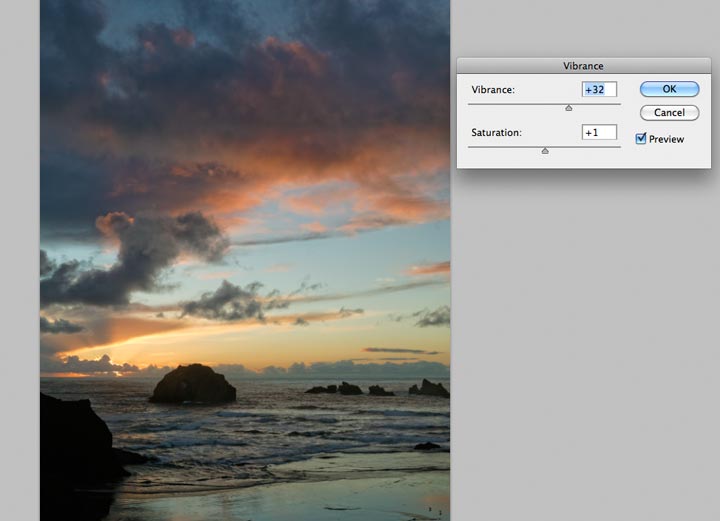increasing saturation and vibrance