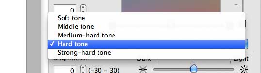 range of tone settings