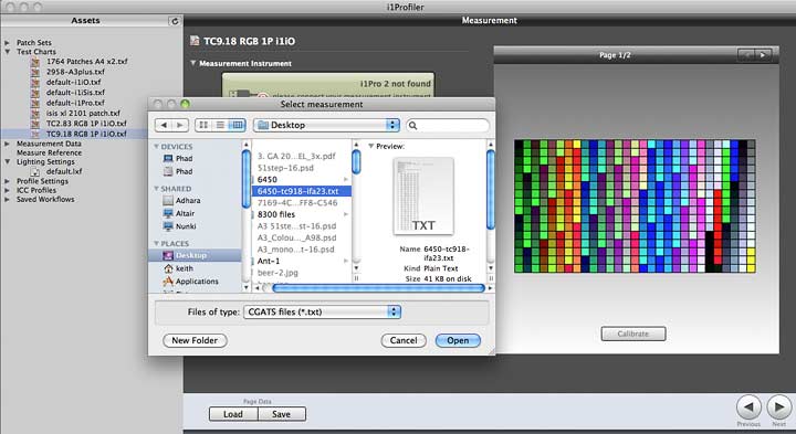 loading data into icc profiling application