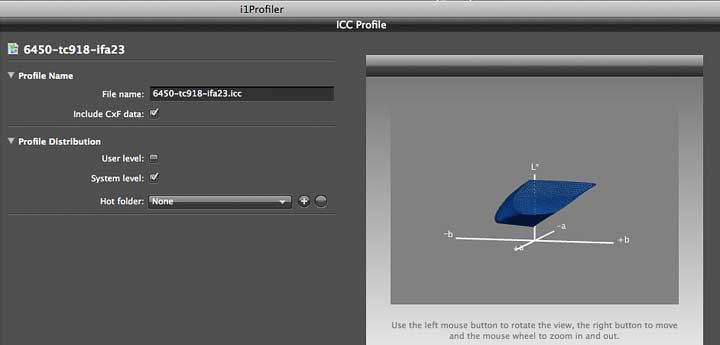 profile created in i1Profiler