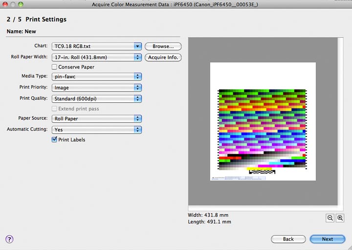 preview of test chart