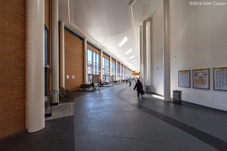 inside Leicester bus station