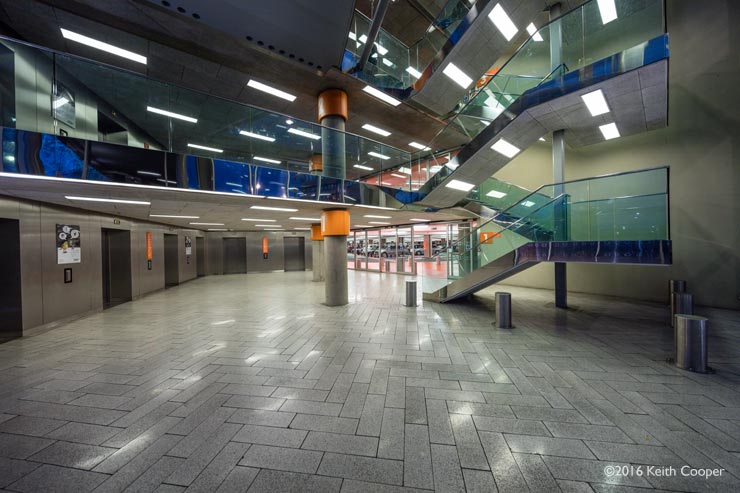 stairs at Highcross, artificial lighting