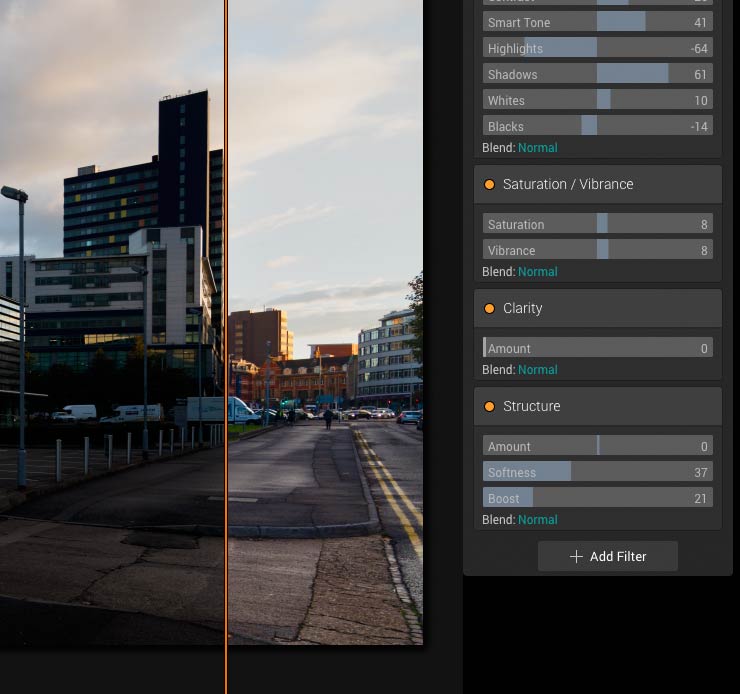 split view mode shows differences from editis
