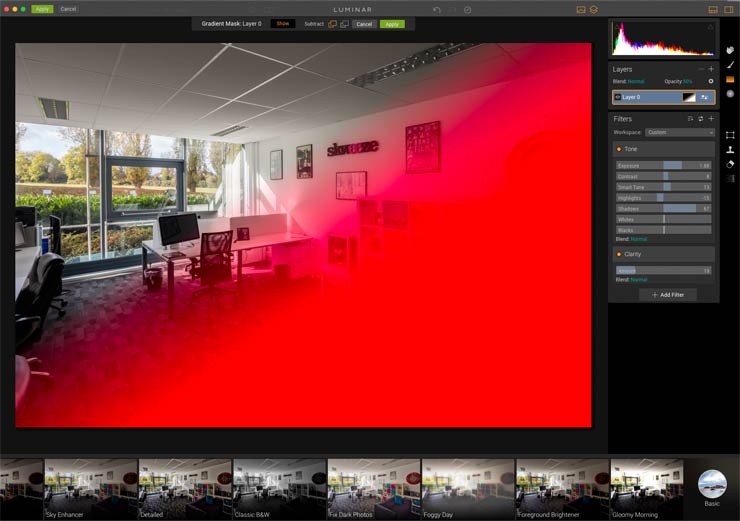 showing masked area of image