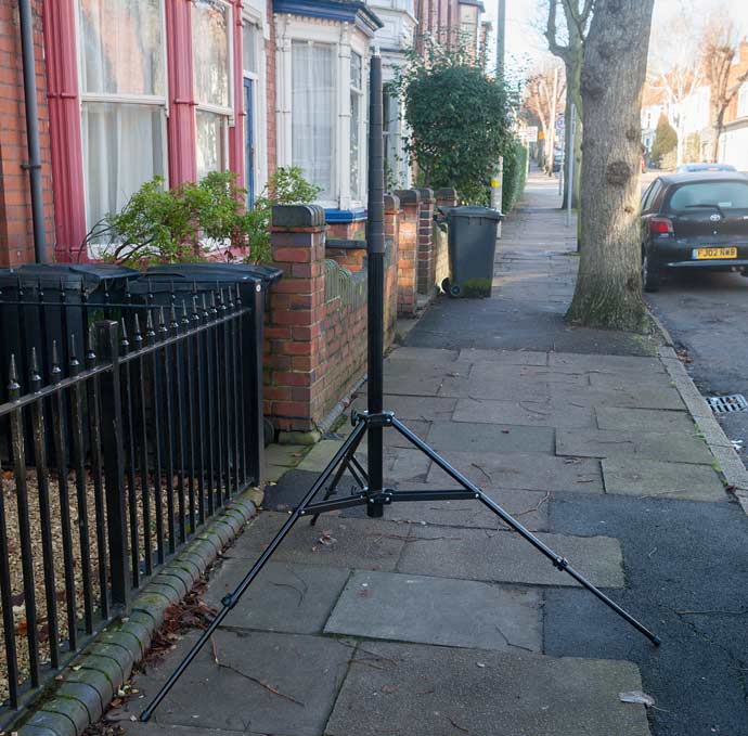 tripod legs extended to full width