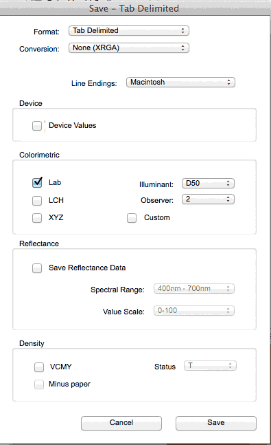 exporting measurement data