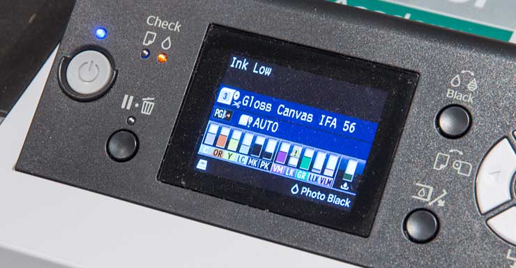 printer showing low ink level