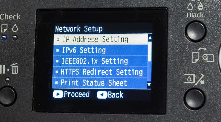 detailed network settings for printer