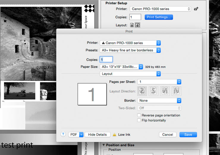 using printer settings preset