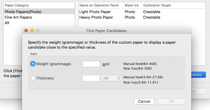 using weight of paper to choose base media
