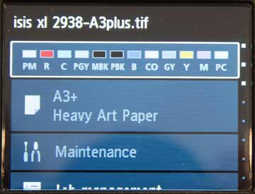 printing underway, showing job name