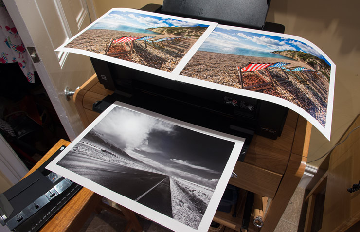 Three test print on silk baryta paper