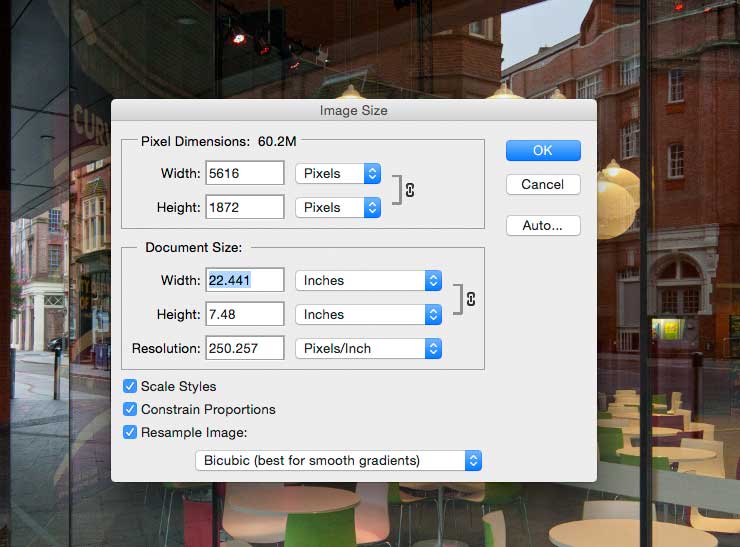 print settings for panoramic print