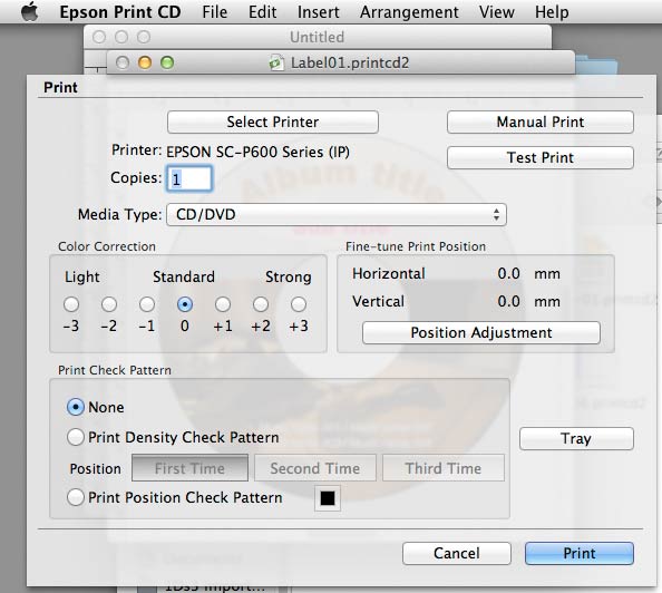 cd printing setup