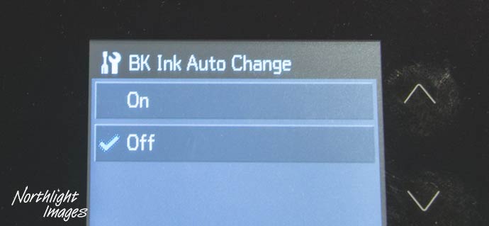 setting printer options via front panel