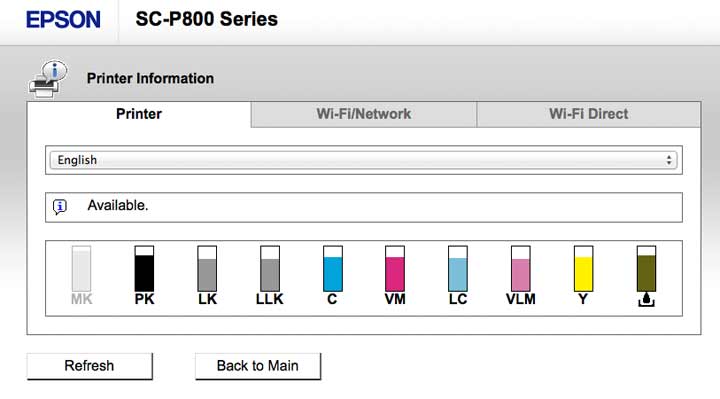 checking ink levels via web interface