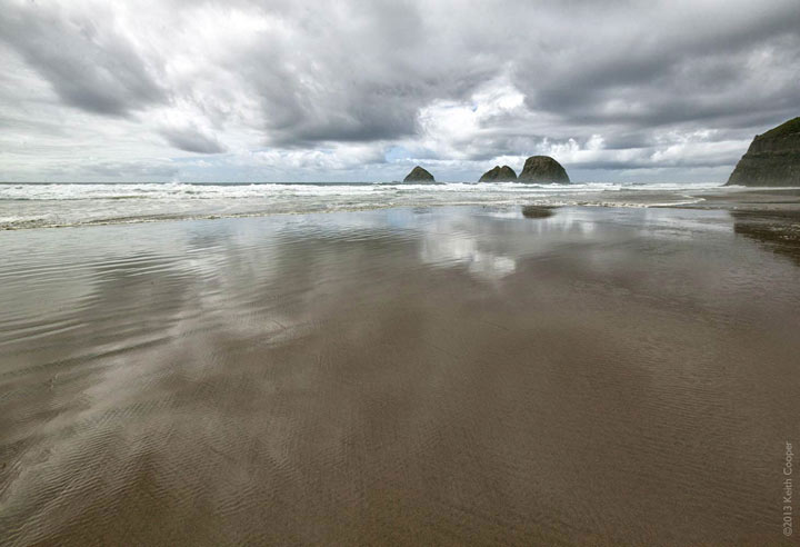 contrast enhancement applied to colour image of the rocks at Oceanside, Oregon