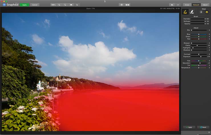 masked application of re-touching tools