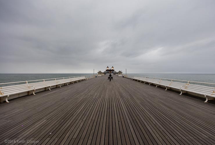 wide view of cromer pier at dusk
