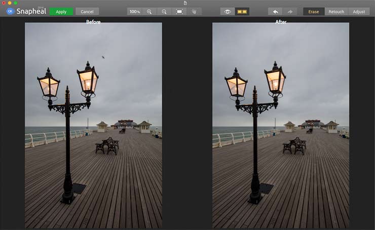 before and after view showing edit