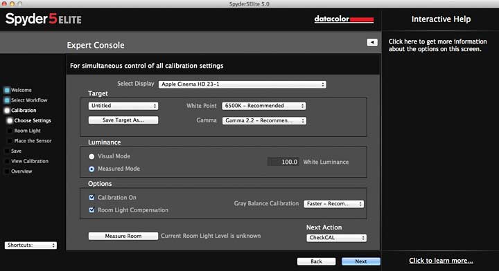 settings for profiling - expert mode