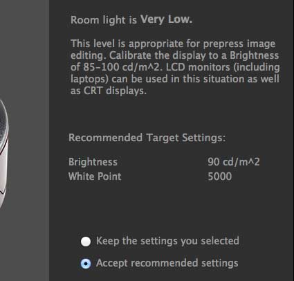 results of room lighting measurement