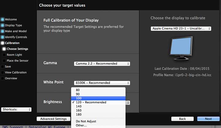 setting desired screen brightness