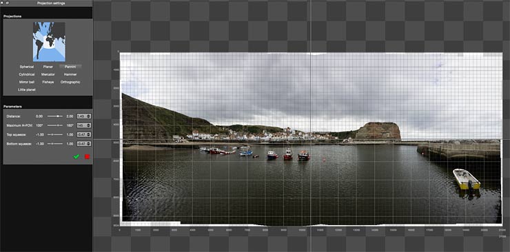 pannini projection with edges compressed