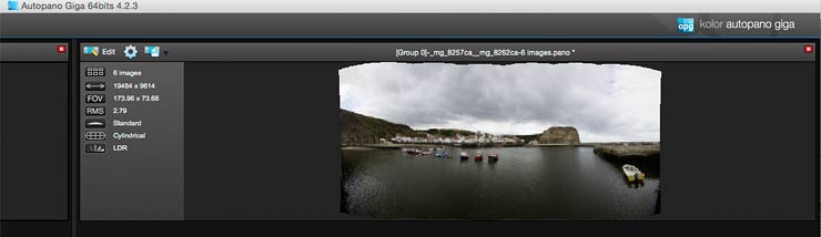 initial set of stitched images