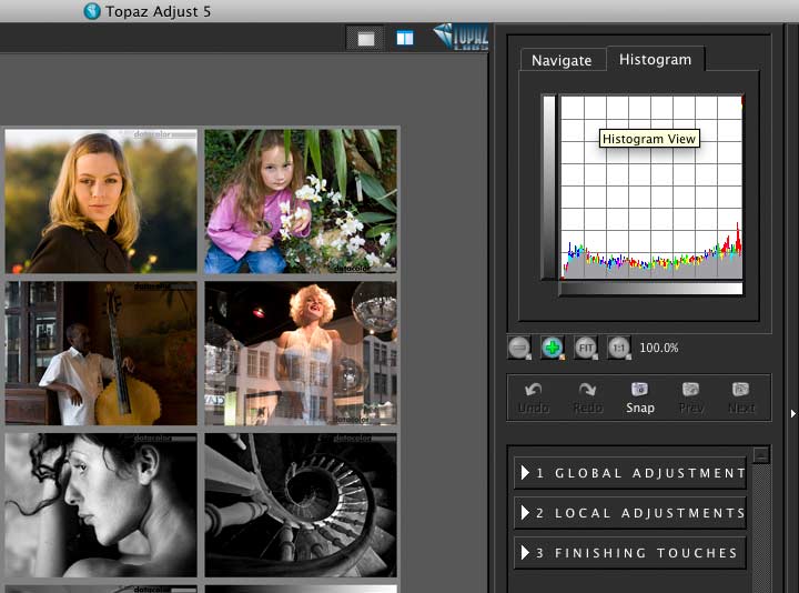 histogram and viewing options