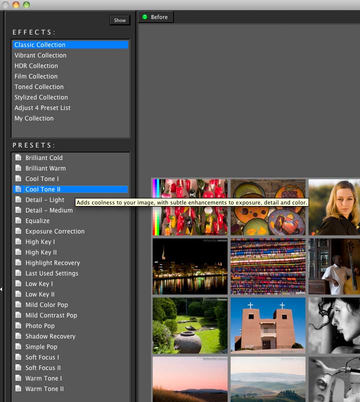preset filter options
